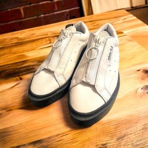 Adidas Sleek White Leather Zippered Sneakers Shoes Size 8